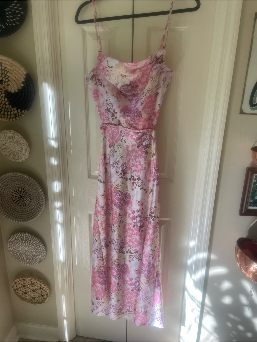 Floral Pink Spaghetti Strap Maxi Dress